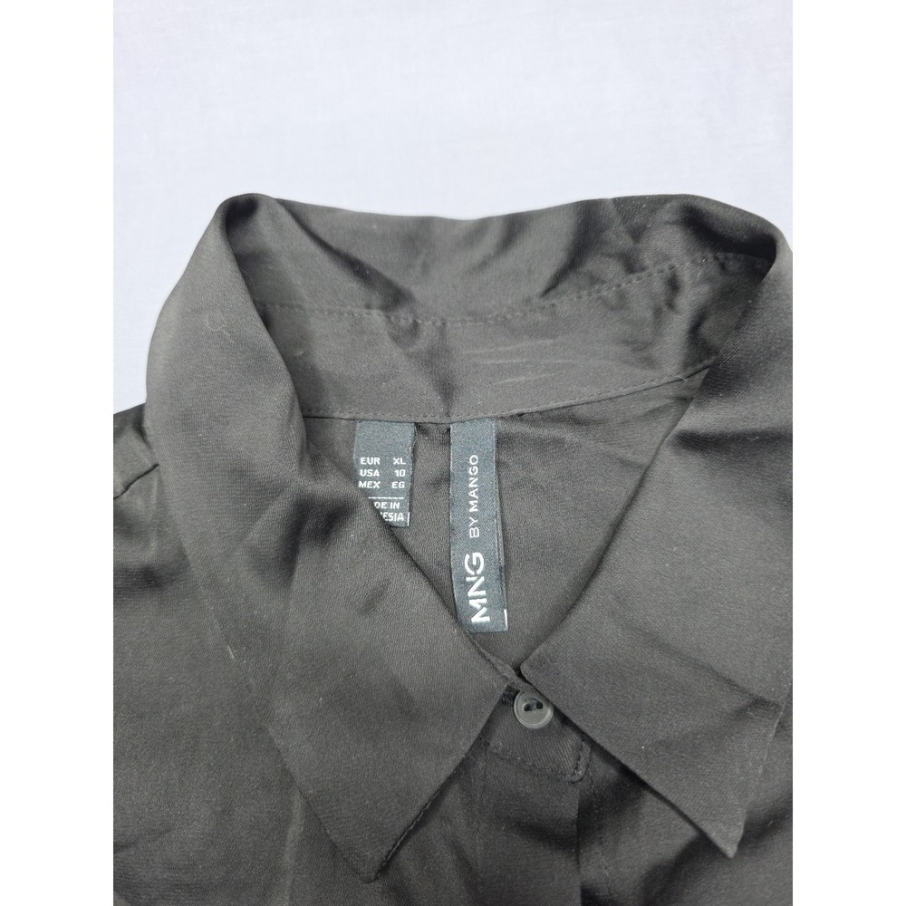 MNG ,Black, Long Sleeve, Button Up Dress Shirt, Formal Blouse Size XL - Picture 2 of 7